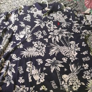 Mens Ralph Lauren Polo Shirt,XL,Navy Blue,& White